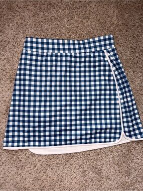 J. Crew Blue and White Gingham Mini Skirt